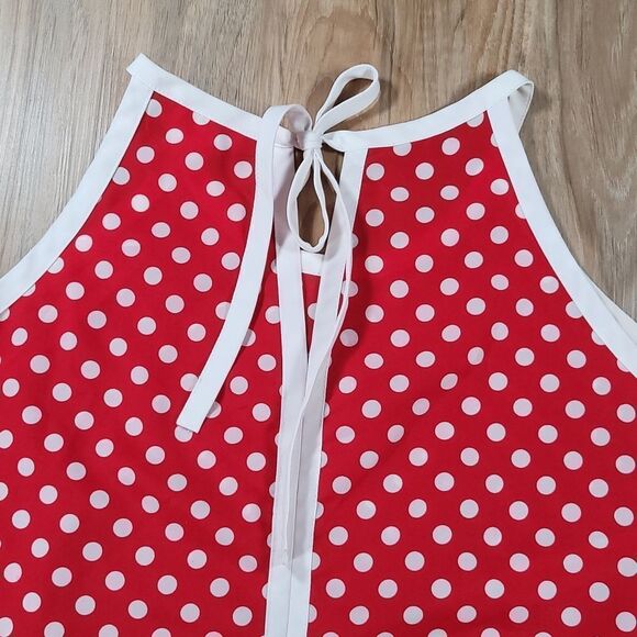 🔺️Charming Charlie Red Polka Dot Print Sleeveless Top Large - Picture 6 of 12